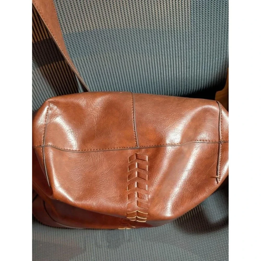 Time‎ and Tru Piper Hobo Bag Brown Faux Leather Shoulder Purse